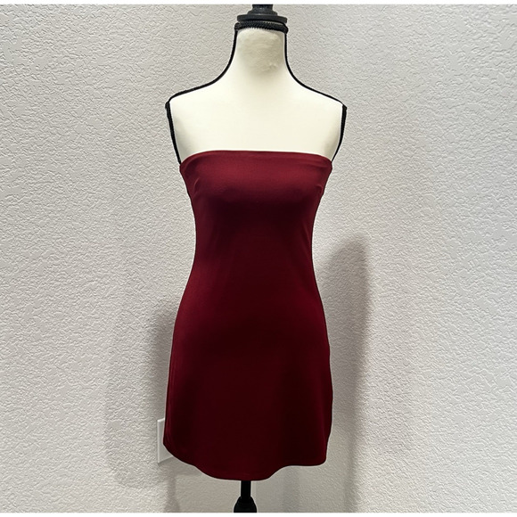 Lovers + Friends Strapless Mini Dress Red Bodycon Tube Cocktail Party Size S - Picture 2 of 14